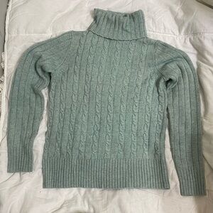 J. Crew NWT cable knit sweater turtleneck light blue women M
